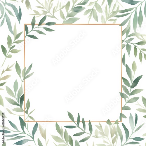 frame with watercolor leaves