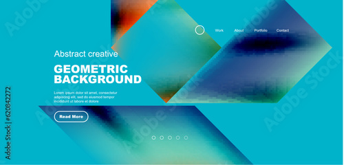 Triangles with fluid gradients, abstract landing page background. Minimal shapes composition for wallpaper, banner, background, leaflet, catalog, cover, flyer