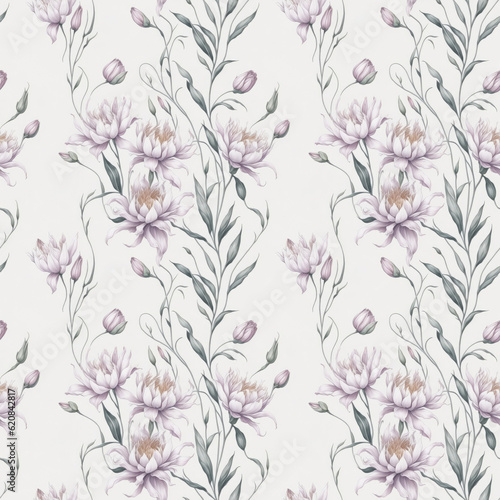 seamless pattern with flowers. Abstract pink lilies on a gray background. Generative AI