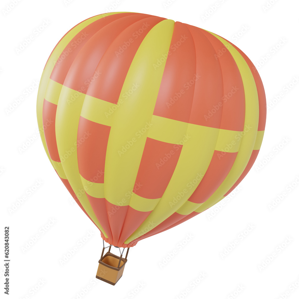 Fototapeta premium Realistic hot air balloon. 3D render. 3D illustration.