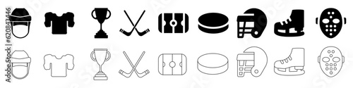 Hockey vector icon set. Sport illustration sign collection. Sports Equipment symbol or logo.