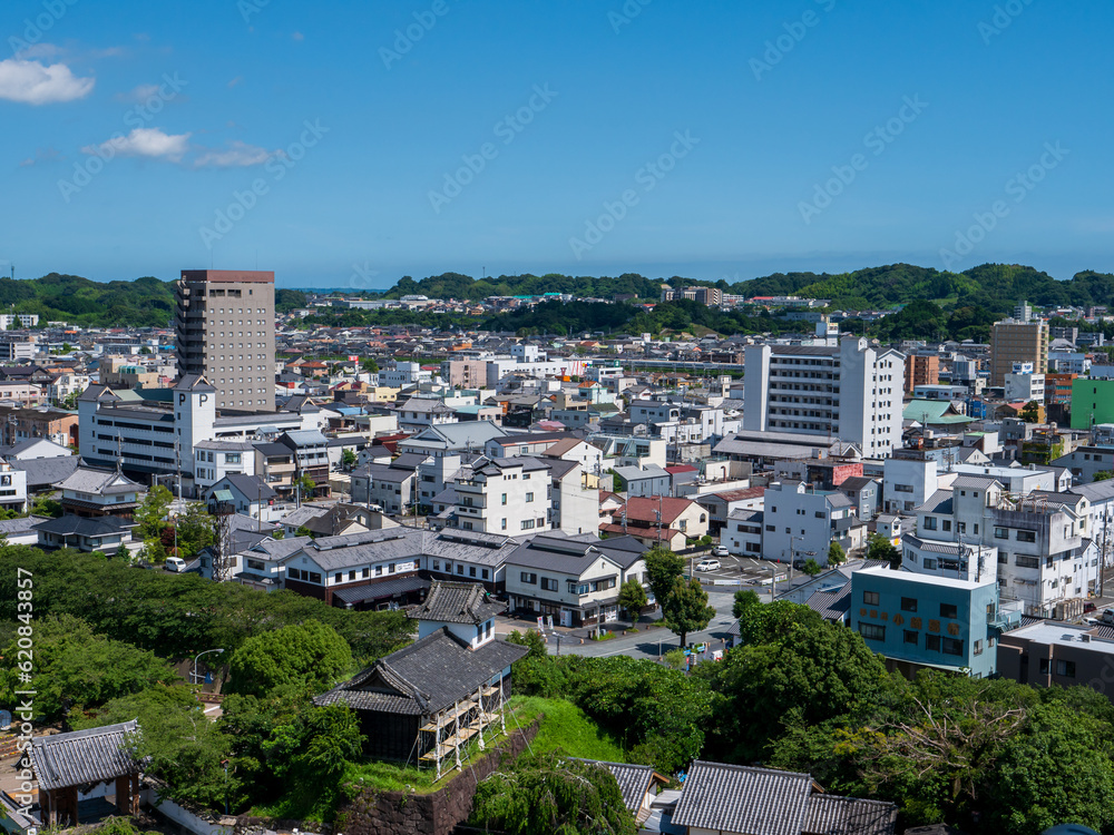 夏の青空と掛川城からの眺め　南東方面　静岡県掛川市