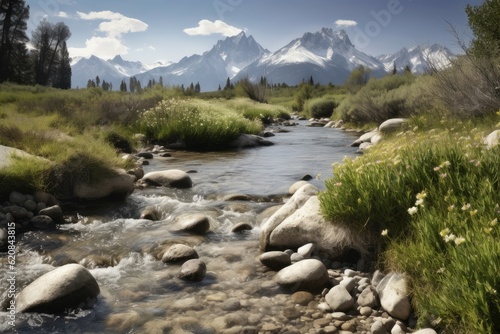 Mountain creek river wild. Generate Ai
