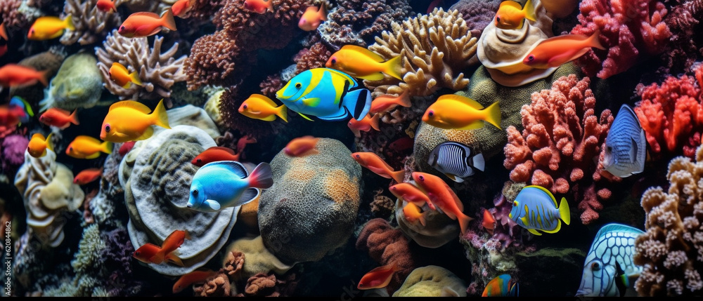 Underwater world and its inhabitants 