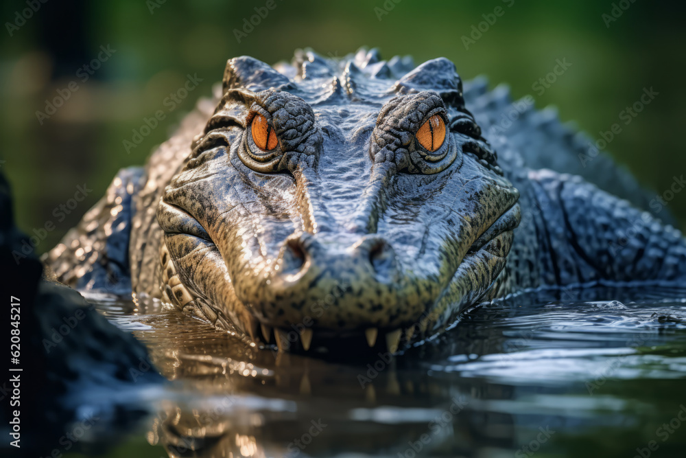 Fototapeta premium Alligators in nature, national geography, Wide life animals. AI Generated.