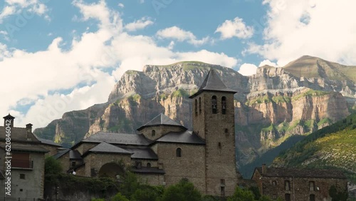 Time lapse, Torla-Ordesa town, on a cloudy afternoon. photo