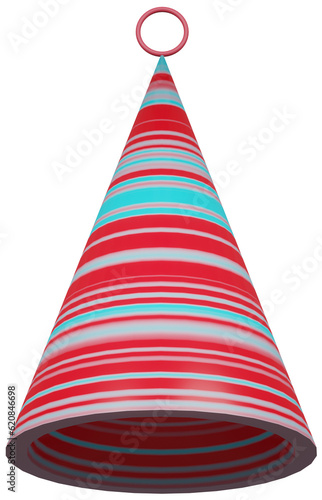3D birthday party hat in different colors on a transparent background