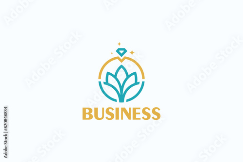 Creative logo design depicting a golden ring with a lotus flower, designated for the fashion or apparel industry.