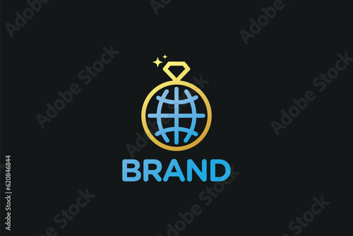 Creative logo design depicting a ring shaped like a planet, designated for the fashion or apparel industry.