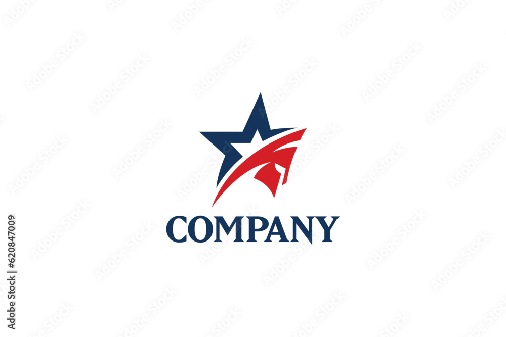 Creative logo design depicting a warrior and a star- Logo Design Template	
