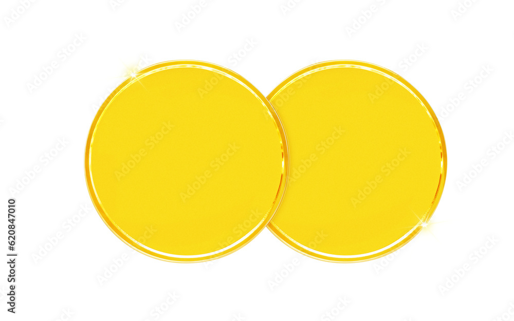Blank template for gold coin or medal with metal texture PNG transparent.