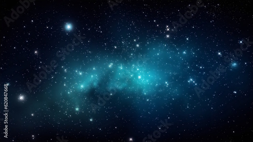 Starry Night Sky Vector Smooth Overlapping Gradients of Black  Deep Blue  Teal  and Sky Blue with Varying Sizes and Brightness of Vector Stars  Creating an Enchanting Cosmos View. Generative AI
