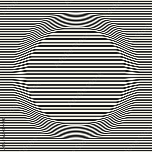 Monochrome Striped Textured Optical Illusion Circle Pattern