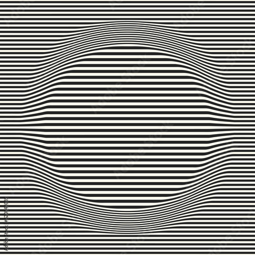 Monochrome Striped Textured Optical Illusion Circle Pattern