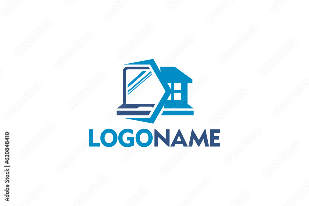 Creative logo design depicting a house and a laptop - Logo Design Template
Creative logo design depicting a house and a laptop - Logo Design Template