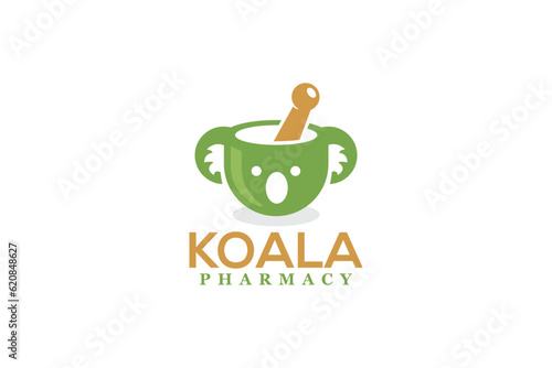Creative logo design depicting a koala as a pestle and mortar- Logo Design Template	
