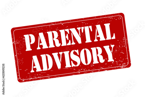 Parental advisory red rubber stamp. PNG transparent stamp illustration.