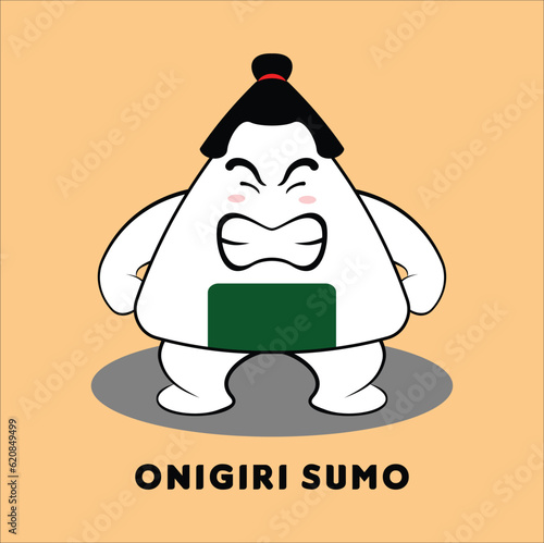 Cute sumo onigiri vector design illustration suitable for t-shirts, mugs, stickers, etc. Eps 10 