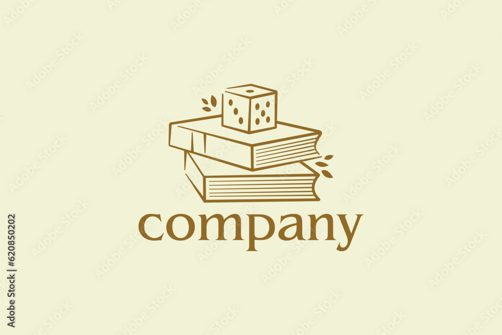 Creative logo design depicting a book with a dice on top, designated for the gaming industry. Creative logo design depicting a book with a dice on top, designated for the gaming industry.