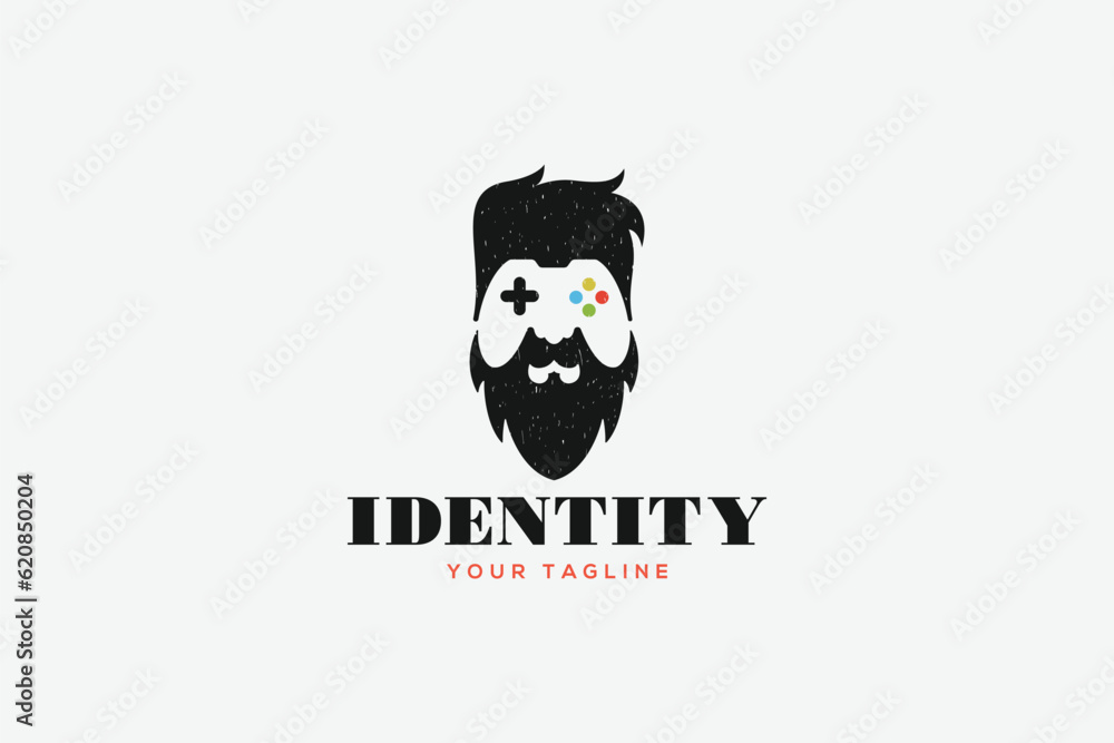 Creative logo design depicting a person with a controller in negative space, designated for the gaming industry. Creative logo design depicting a person with a controller in negative space, designated for the gaming industry.
