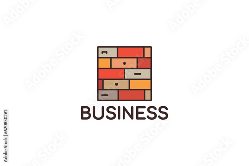 Creative logo design depicting a wall made from drawers, designated for the furniture industry.	