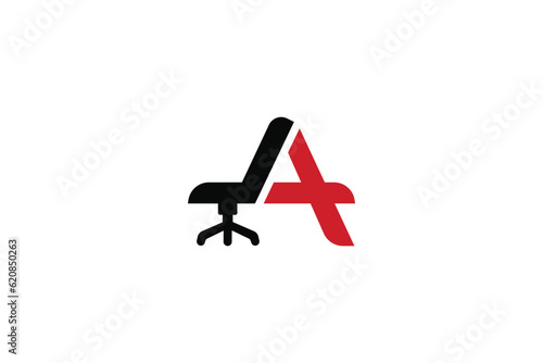 Creative logo design depicting a Chair shaped like the letter A, designated for the furniture industry.	