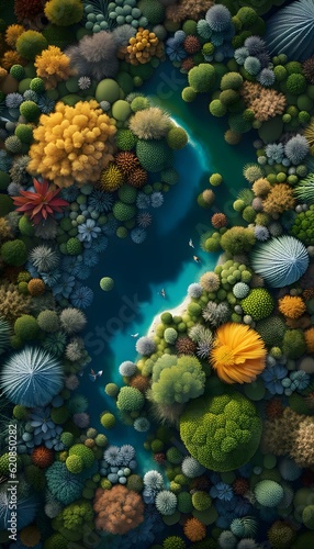 Aerial view of planet earth bio diversity.