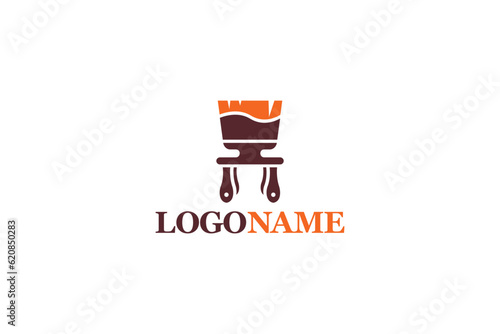 Creative logo design depicting a chair shaped like a brush, designated for the furniture industry.	