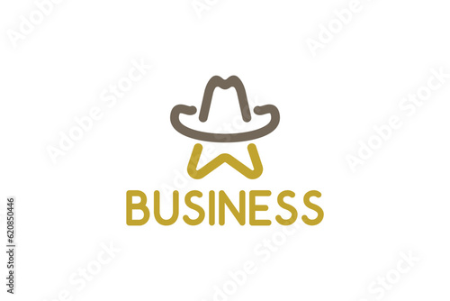 Creative logo design depicting a hat shaped like a star, designated to the fashion or apparel industry.	