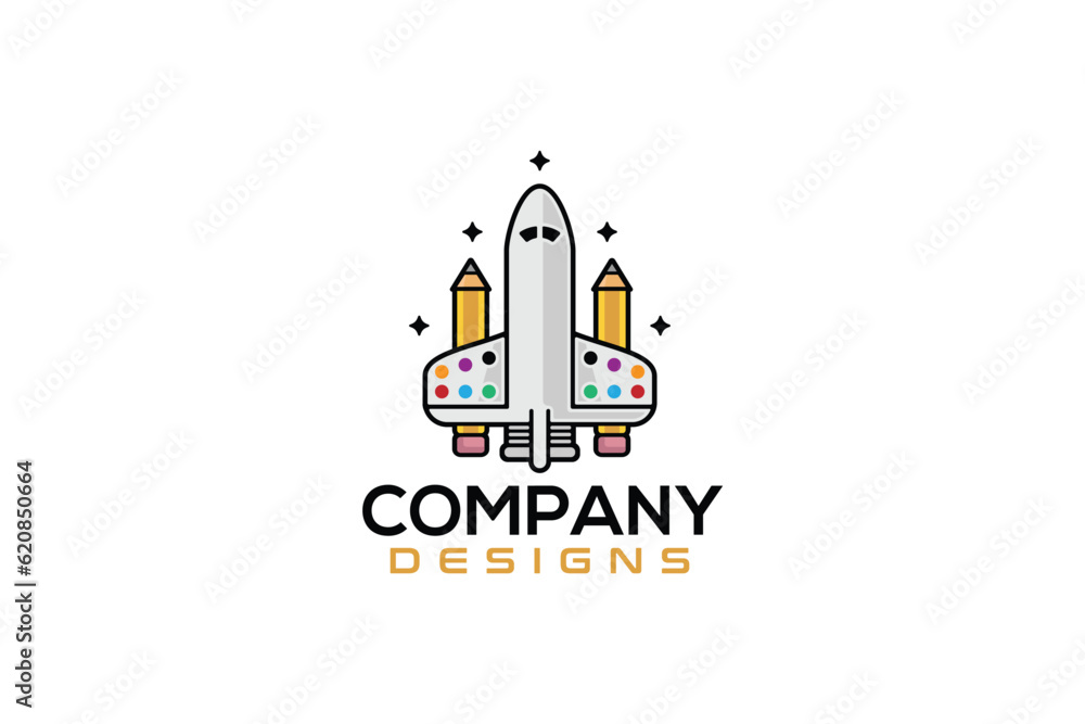 Rocket Pencil Education Logo Design - Logo Design Template	
