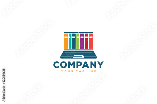 Education Logo Design - Books Laptop Logo Design Template	
