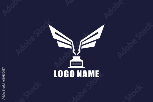 Winged Ink Pot Logo Design - Logo Design Template	

