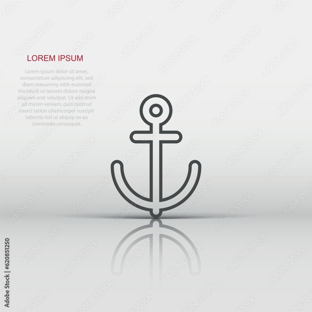 Boat anchor icon in flat style. Vessel hook vector illustration on white isolated background. Ship equipment business concept. Boat anchor icon in flat style. Vessel hook vector illustration on white isolated background. Ship equipment business concept.