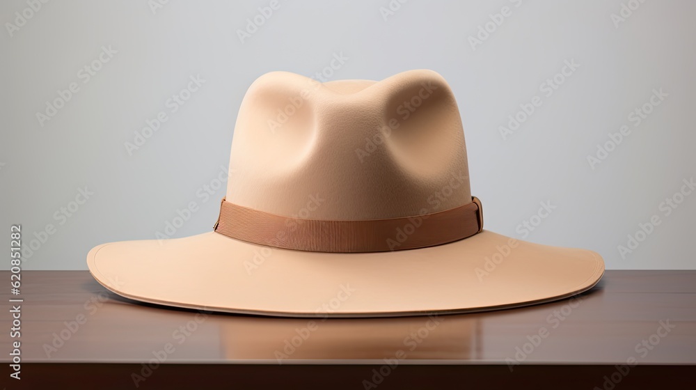Beige Felt Hat. Wide Brimmed Hat Object, Isolated Fashion Accessory, Style for Head Fashionista Beige Felt Hat. Wide Brimmed Hat Object, Isolated Fashion Accessory, Style for Head Fashionista