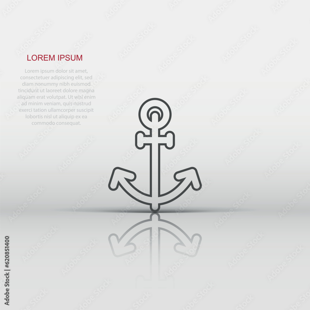 Boat anchor icon in flat style. Vessel hook vector illustration on white isolated background. Ship equipment business concept. Boat anchor icon in flat style. Vessel hook vector illustration on white isolated background. Ship equipment business concept.