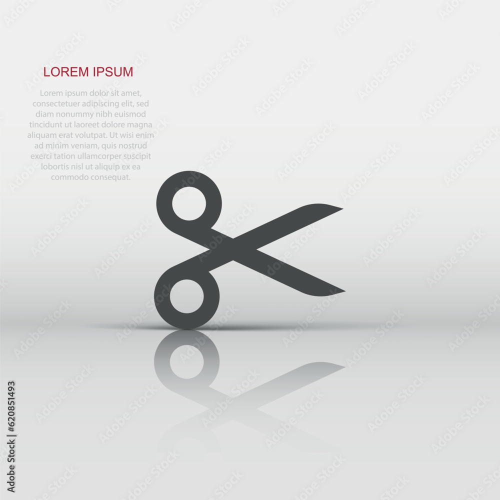 Scissor icon in flat style. Cut equipment vector illustration on white isolated background. Cutter business concept. Scissor icon in flat style. Cut equipment vector illustration on white isolated background. Cutter business concept.