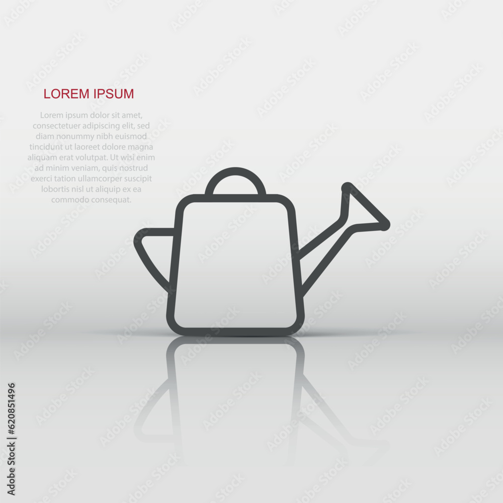 Water can icon in flat style. Irrigation garden vector illustration on white isolated background. Watering business concept. Water can icon in flat style. Irrigation garden vector illustration on white isolated background. Watering business concept.