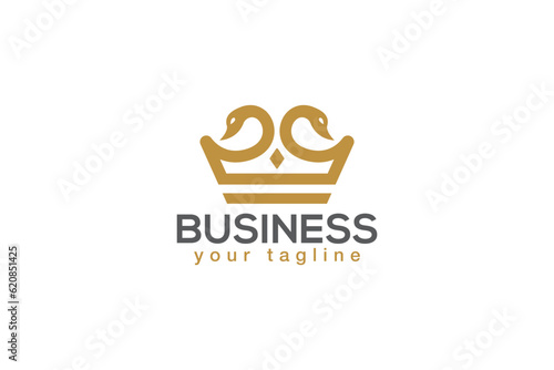 Swan Crown Logo Design - Golden Crown Logo Design Template 