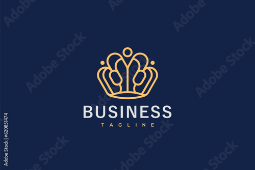 Billede på lærred Crown Logo Design - Golden Crown Logo Design Template