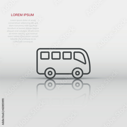 Bus icon in flat style. Coach vector illustration on white isolated background. Autobus vehicle business concept.