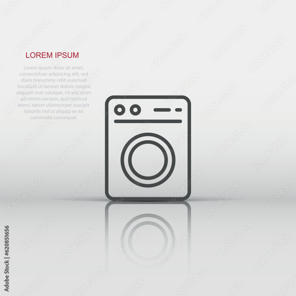 Washing machine icon in flat style. Washer vector illustration on white isolated background. Laundry business concept. Washing machine icon in flat style. Washer vector illustration on white isolated background. Laundry business concept.