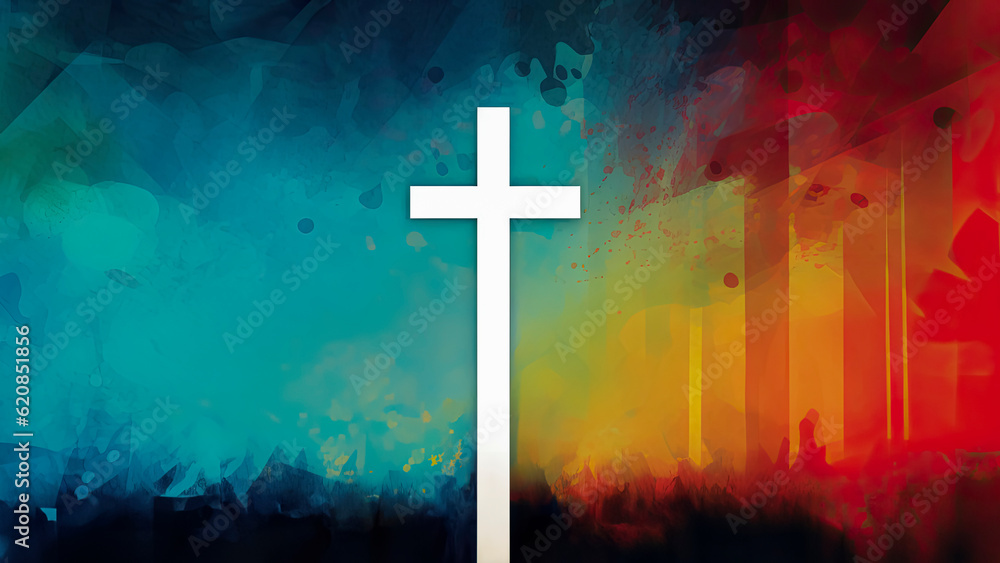 Colorful painting art of an abstract background with cross. Christian illustration. Colorful painting art of an abstract background with cross. Christian illustration.