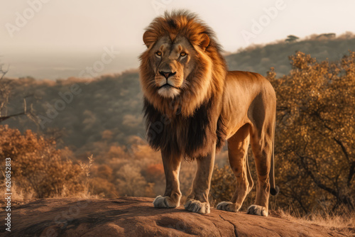Lion in nature, national geography, Wide life animals. AI Generated.