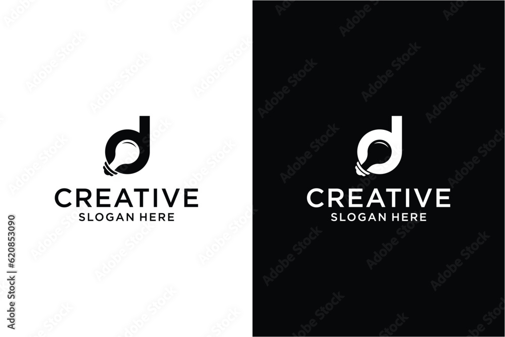 Letter d bulb Logo design concept - obrazy, fototapety, plakaty 