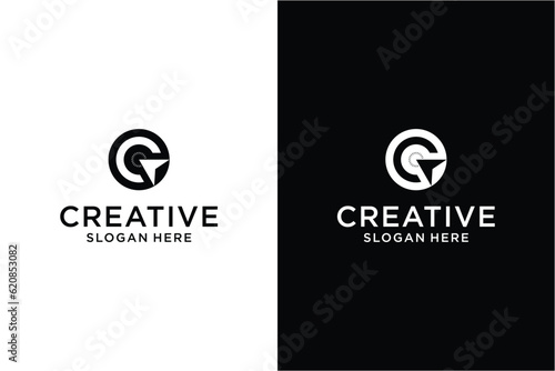 Letter c with arrow click Logo design concept