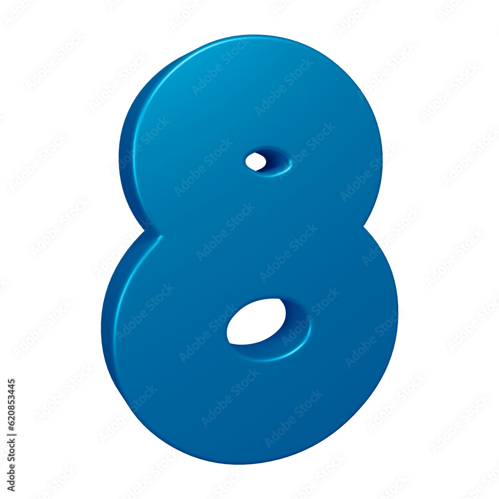 3d blue number 8 design for math, business and education concept 3d blue number 8 design for math, business and education concept