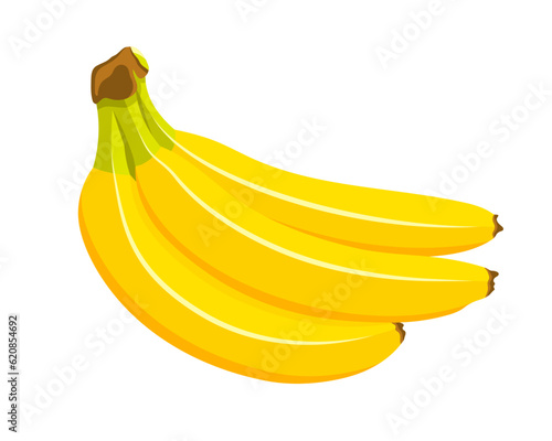 Beautiful bananas in cartoon style. Flat design. Yellow bananas isolated on a white background. Vector illustration