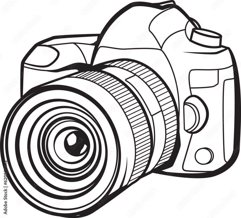 digital photo camera vector design line - obrazy, fototapety, plakaty 