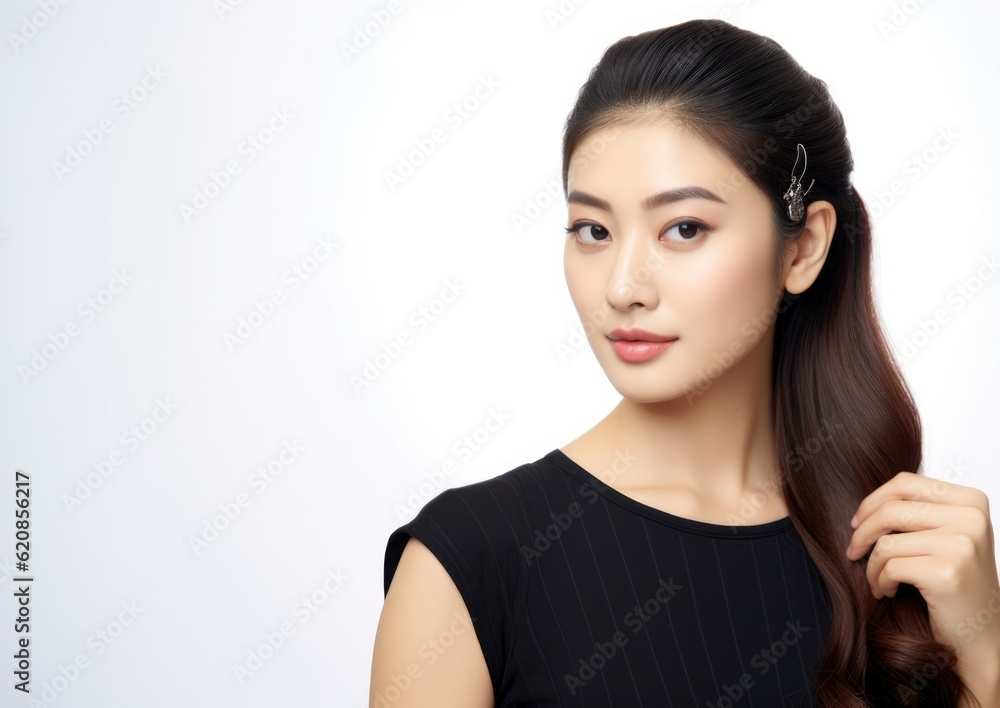 Beautiful asian woman, fresh skin, isolated on white studio background, Facial treatment, Asian women portrait , Generative Ai Beautiful asian woman, fresh skin, isolated on white studio background, Facial treatment, Asian women portrait , Generative Ai