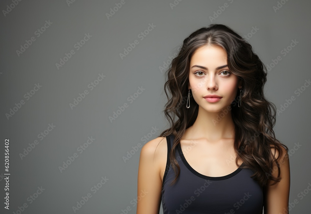 Beautiful woman, fresh skin, isolated on clear studio background , Generative Ai Beautiful woman, fresh skin, isolated on clear studio background , Generative Ai